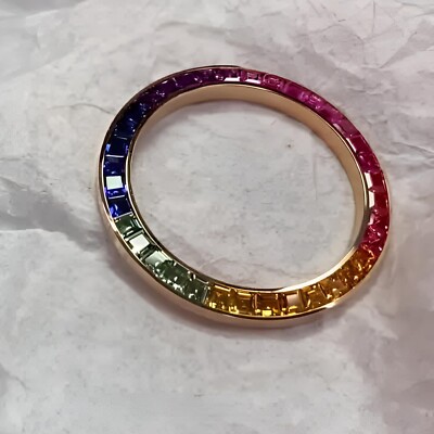 ROLEX 6.50CTS.CUSTOM DAYTONA RAINBOW LAB SAPPIRES 18k ROSE GOLD BEZEL REF#116505