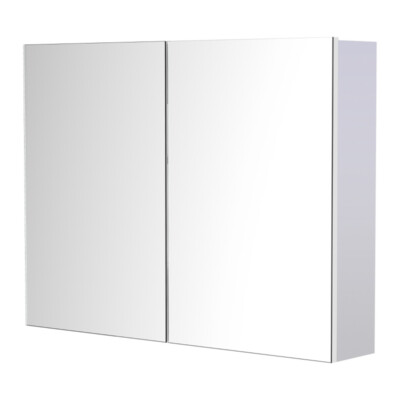 Wall Mounted Bathroom Mirror Double Doors with 2 Compartments Removable Shelves