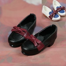 1/4 1/3 BJD Leather Shoes Doll Low Heels Animal Ears Bow Deco White Black DOD DZ