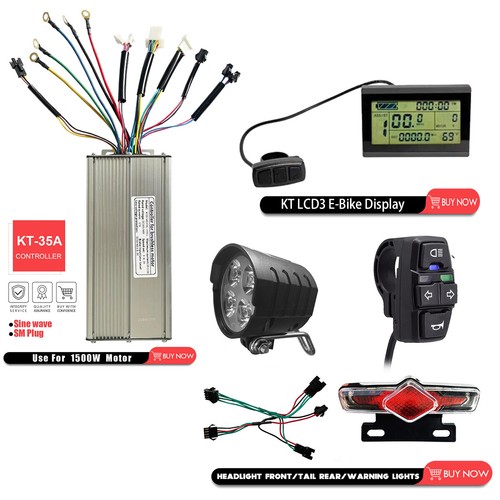 Lotto kit e-bike 36V/48V 1500W motori KT-35A onde sinusoidali controller luce display LCD - Foto 15 di 15