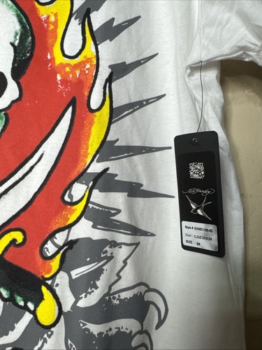 Ed Hardy🔥Skull Sword & Flames Free Forever Graphic Tattoo M Medium T-Shirt🔥NWT - Picture 3 of 6