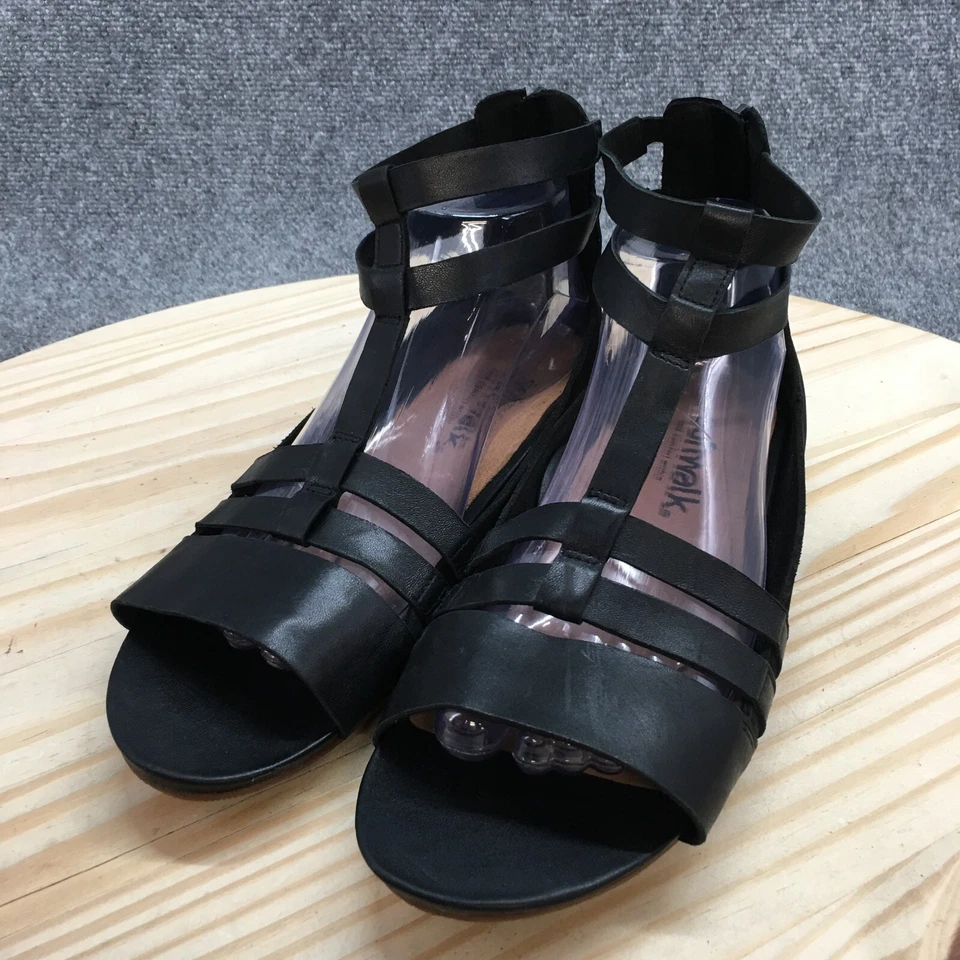 Softwalk 凉鞋女式 10 M Cazadero 露趾平底鞋 S1904-001 黑色拉链 — 第 3/4 张图片