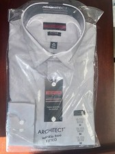 Architect Wrinkle Free Fitted Stretch Dress Shirt 15-15.5 32/33 M Dapple Grey
