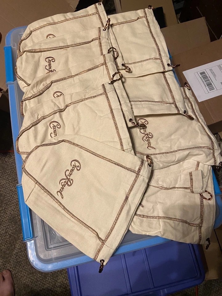 批量 10 件! 罕见! Crown Royal Blenders Mash Bags 奶油色带铜色标志 — 第 4/4 张图片