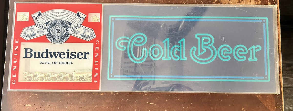 Vintage Budweiser Cold Beer/ Clydesdale Sign 30”x10 1/2” | eBay
