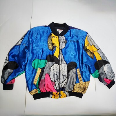 激レア！PERSONS カジュアルジャケット 80‘s Vintage 美品 古着】80s Picaso Art Style Blue Jacket