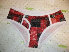 Rue 21 Women's Bikini Panties XS/SMALL Red Black White Allover Bandana Print New