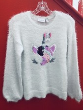 The Children's Place White Flip Sequin Sweater Size 10/12