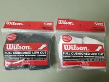 New Mens Wilson 5 Pk. Full Cushioned Low Cut Socks.     2 Colors to Choose.