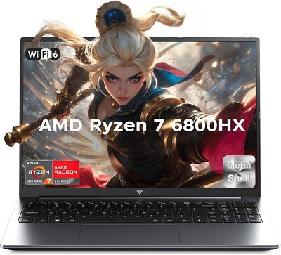 1200P IPS 16'' FHD Laptop AMD Ryzen 7 6800H 16GB DDR5 512GB SSD Notebook 2025