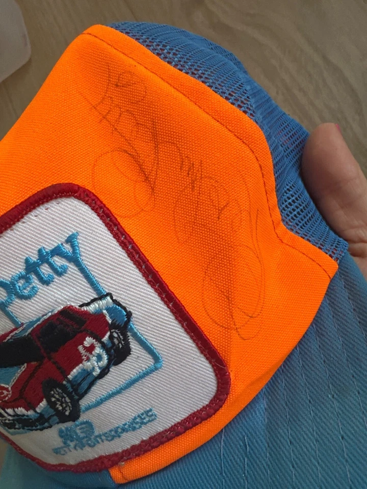 De colección Richard Petty Autografiado Malla Snapback Camionero Sombrero Firmado Carreras Foto 2 de 3