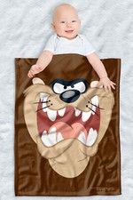 Looney Tunes Soft Fleece Baby Blanket, Cozy Crib Throw 30"x40" Taz Face