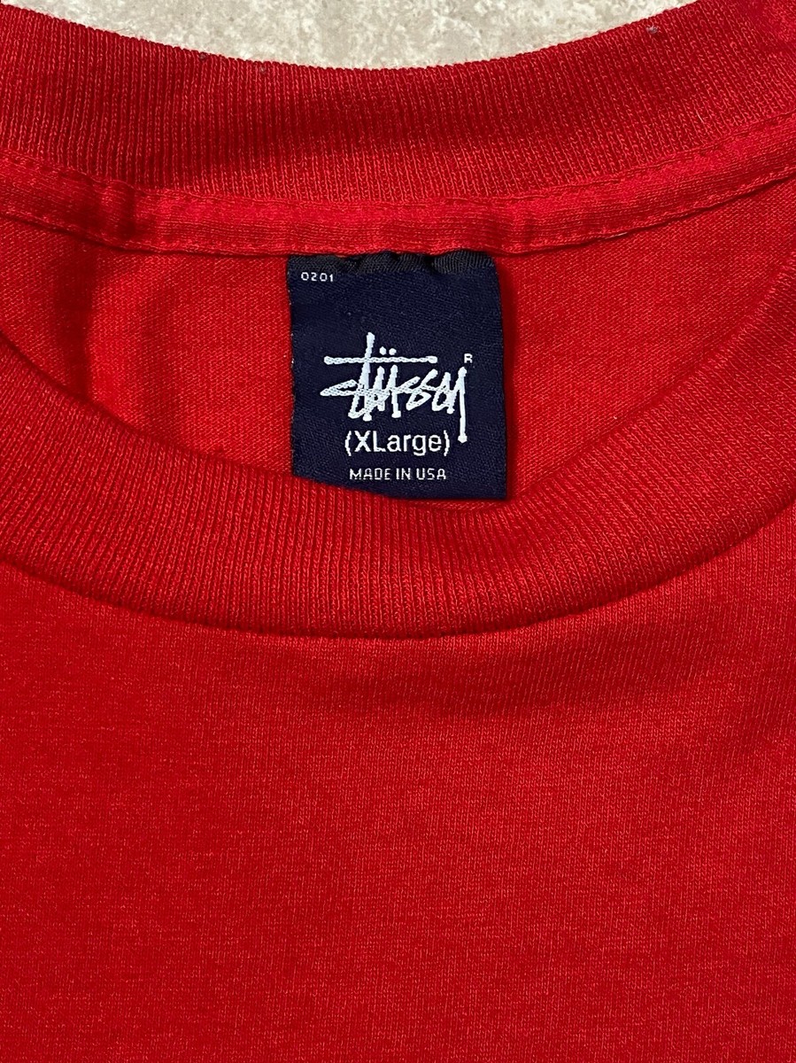 Vintage Stussy Locos Graffiti Logo early 2000s Tee Red T