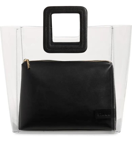 Staud MINI SHIRLEY Bag Clear & Black Leather, Wear Together or Separately $195