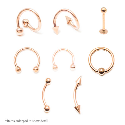 16GA Rose Gold IP Coated Body Piercings Jewelry Nose Lip Eyebrow Labret Nipple