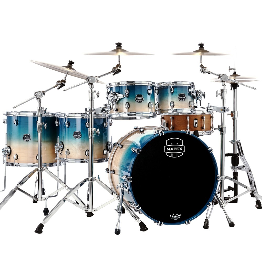 Mapex Saturn Studioease 5-Piece Maple/Walnut Shell Pack Aqua Fade SR628XUUQ