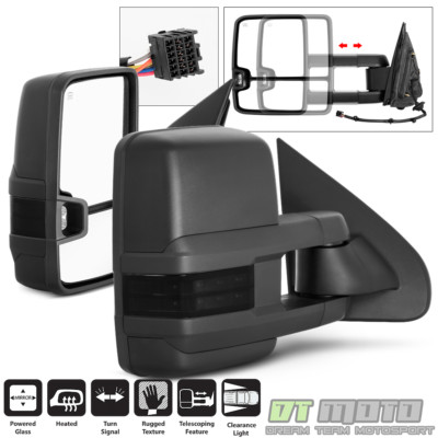 #ad Pair 2 2014 2018 Chevy Silverado Sierra PowerHeatSmoked LED Cargo Tow Mirrors $125.99