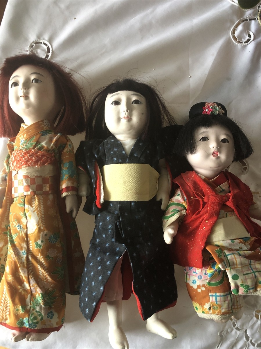 Set of Vintage Japanese ichimatsu dolls beautiful Antique
