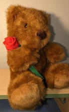  RUSS BERRIE Roundley RARE Plush Stuffed TEDDY BEAR w/Rose 10" w/ Tags VALENTINE