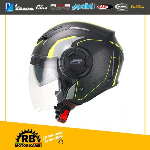 1690 CASCO JET DOPPIA VISIERA S-LINE 57/58 cm NERO GIALLO GRIGIO SCOOTER 50  125 | eBay