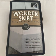 Wonderskirt Wrap Around Twin Tailored Bed Skirt Dust Ruffle Light Blue | New