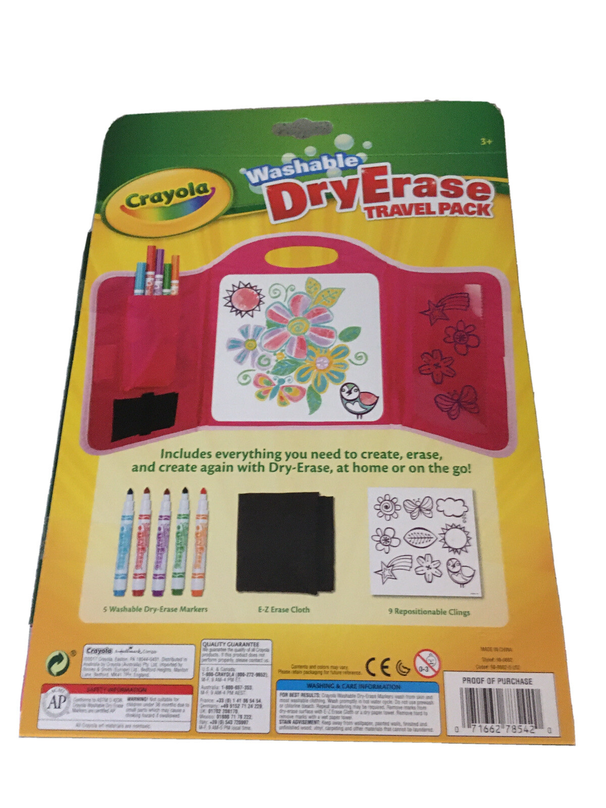 Crayola Dry Erase Travel Pack Fold & Go Board 5 Markers EZ Erase Cloth Gift Idea