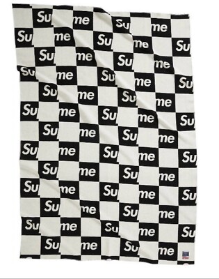 Supreme Faribualt Woolen Mill Checkerboard Wool Throw FW21 - Black