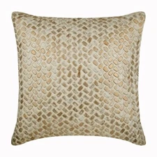 Sofa Cushion Case Ivory 16"x16", Home Decor Silk Geometric - Cafe Latte