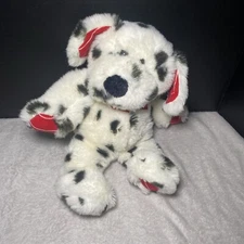 Vintage Commonwealth Dog Plush Dalmatian Puppy Red Stripe Bow 13" Toy Pet Lovey