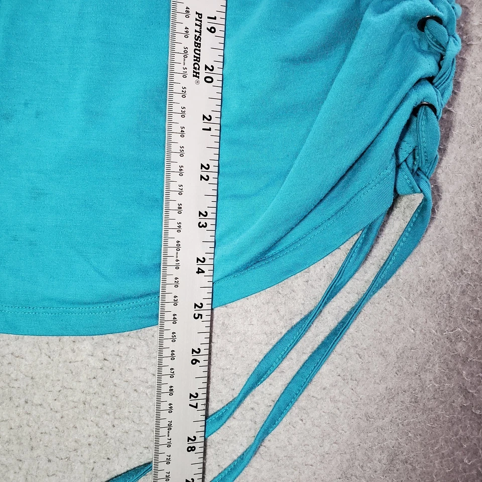 Top de mujer Roper M azul sin mangas sin mangas toro floral calavera gráfico con cordones laterales Foto 2 de 4