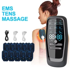 EMS Electric Muscle Stimulator USB Tens Unit Machine Pulse Massager + 10 Patches
