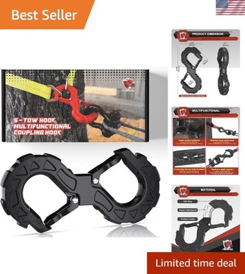 Alloy Steel Winch Hook - 3/8 Tow Hook with 33,000 lbs Breaking Capacity, Black