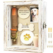 8x10 Pet Memorial Shadow Box Frame Paw Print Kit Solid Wood Pet Frame Retro W...