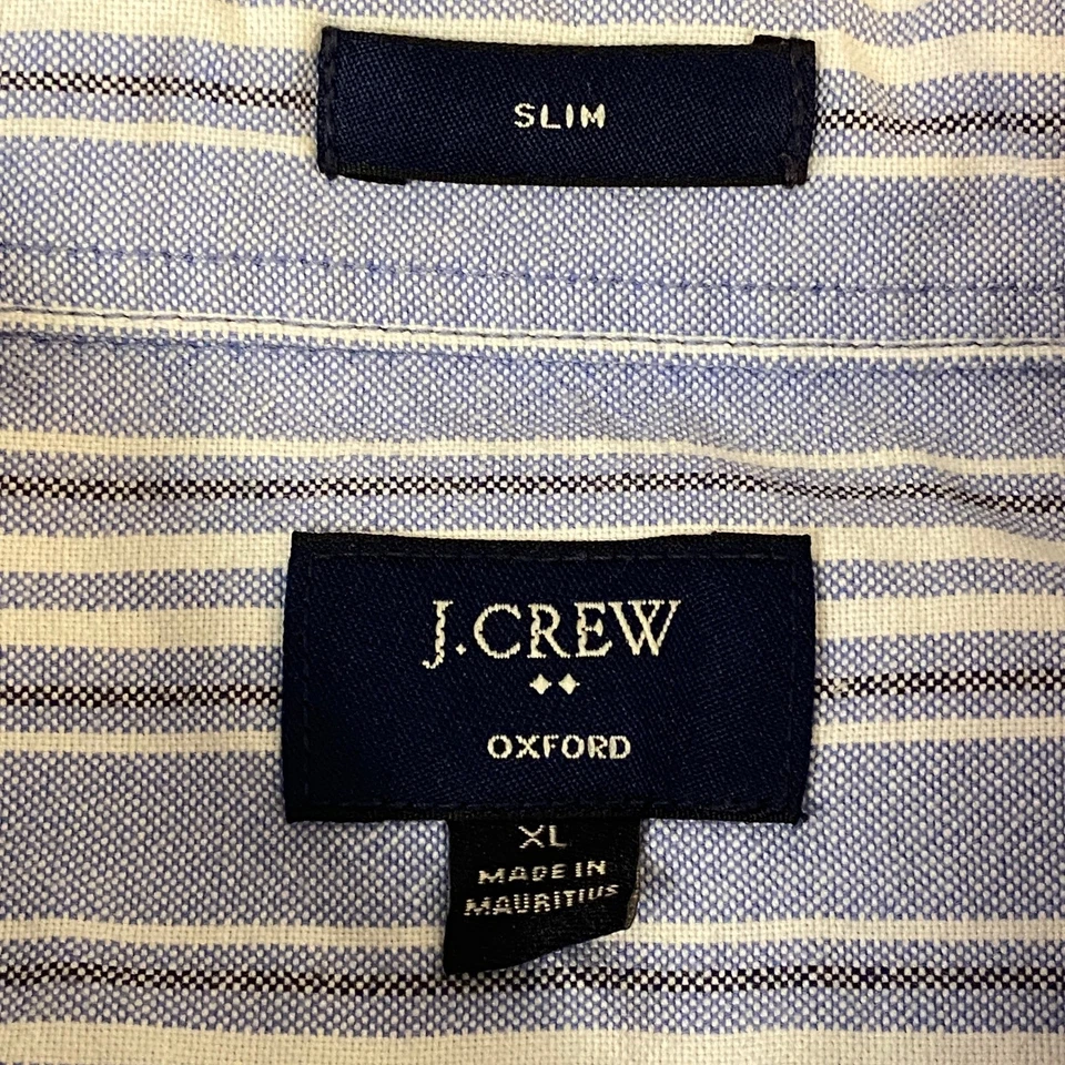 J Crew Oxford Slim Fit Striped Button Down Shirt Mens XL Blue White Casual - Image 3 of 4