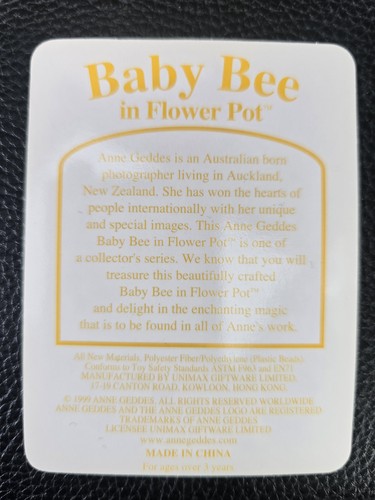 Anne Geddes 1999 Down In The Garden Flower Pot Baby Plush Bee In Pot New - Bild 23 von 24