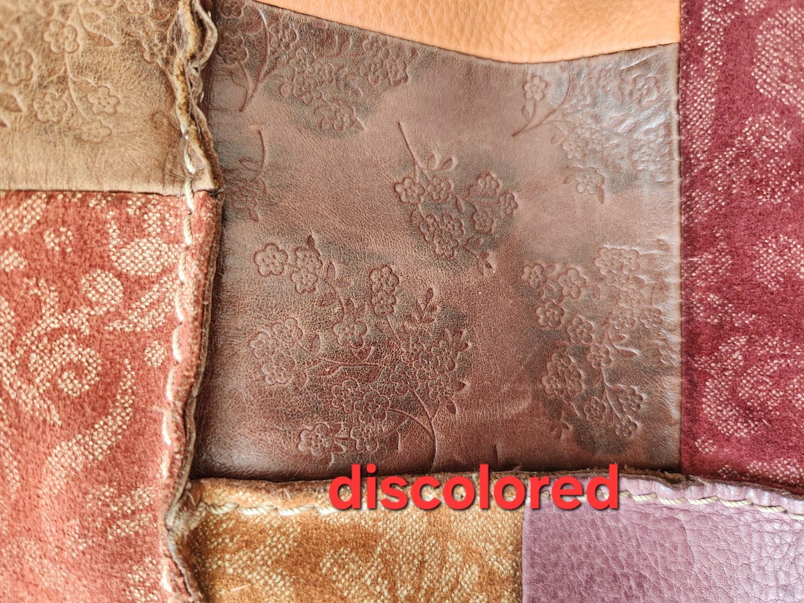 Fossil Leather Color Block Brown Patchwork handba… - image 12