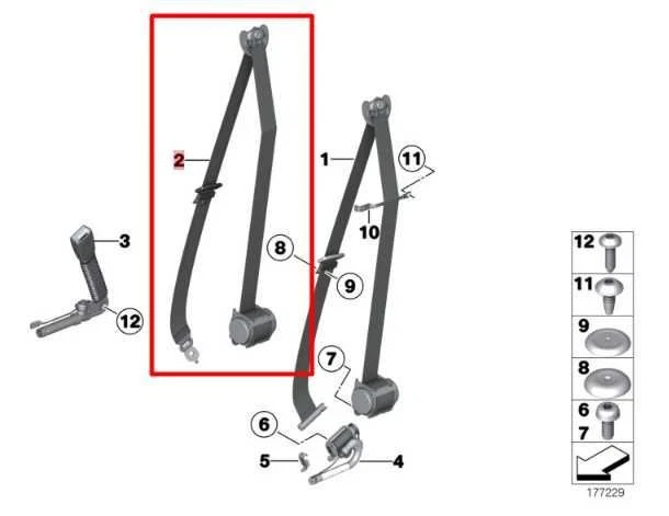 BMW 750Li xDrive 2010-12 4,4 L pasajero delantero lado derecho cinturón retractor *ReaD* Foto 2 de 4
