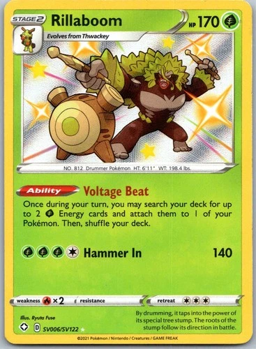 Rillaboom Shiny Holo Rare Shining Fates: Shiny Vault SV006/SV122 NM