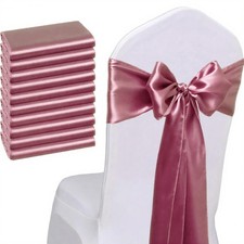 50 Pack Dusty Rose Satin Chair Sashes Bows 7x108 Inches Ribbons