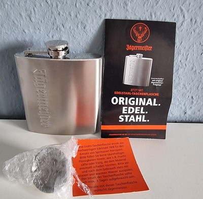 Jägermeister Taschenflasche mit Trichter Stainless Steel 6 oz