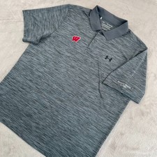 Wisconsin Badgers x Under Armour Performance Polo Shirt in Heather Grey Men XL