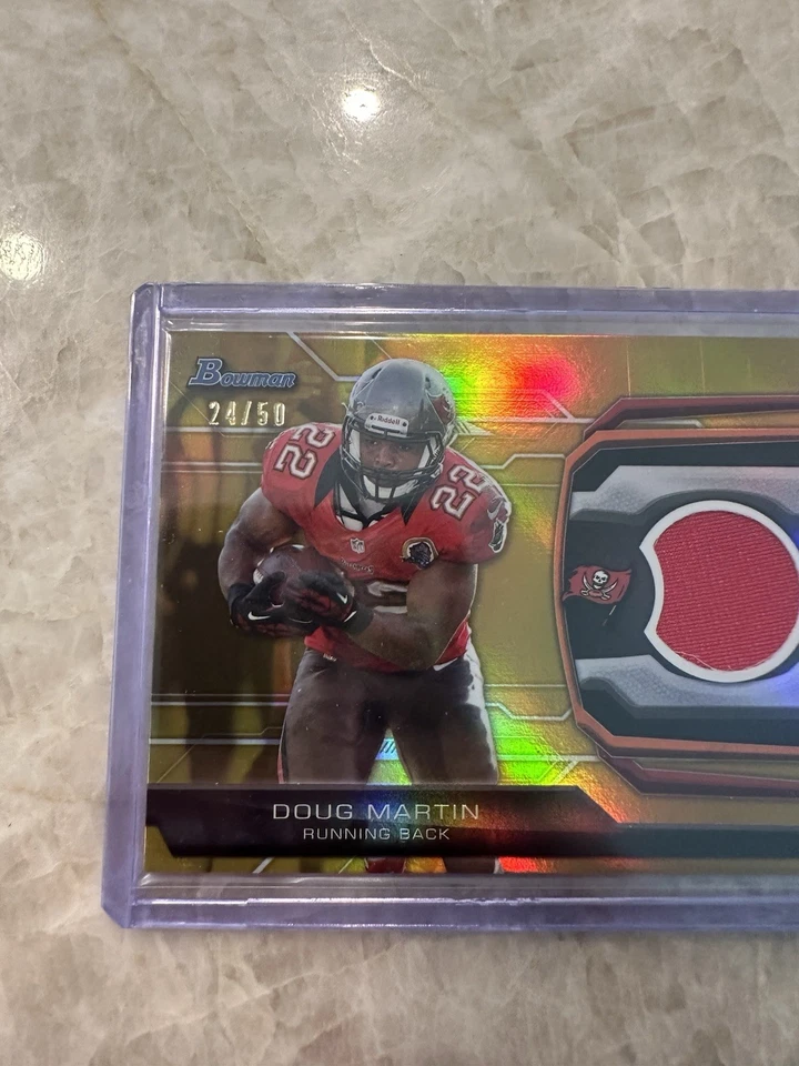 Doug Martin 2013 Bowman Jersey Relic Tampa Bay Buccaneers Gold /50 Boise State - Image 2 of 4