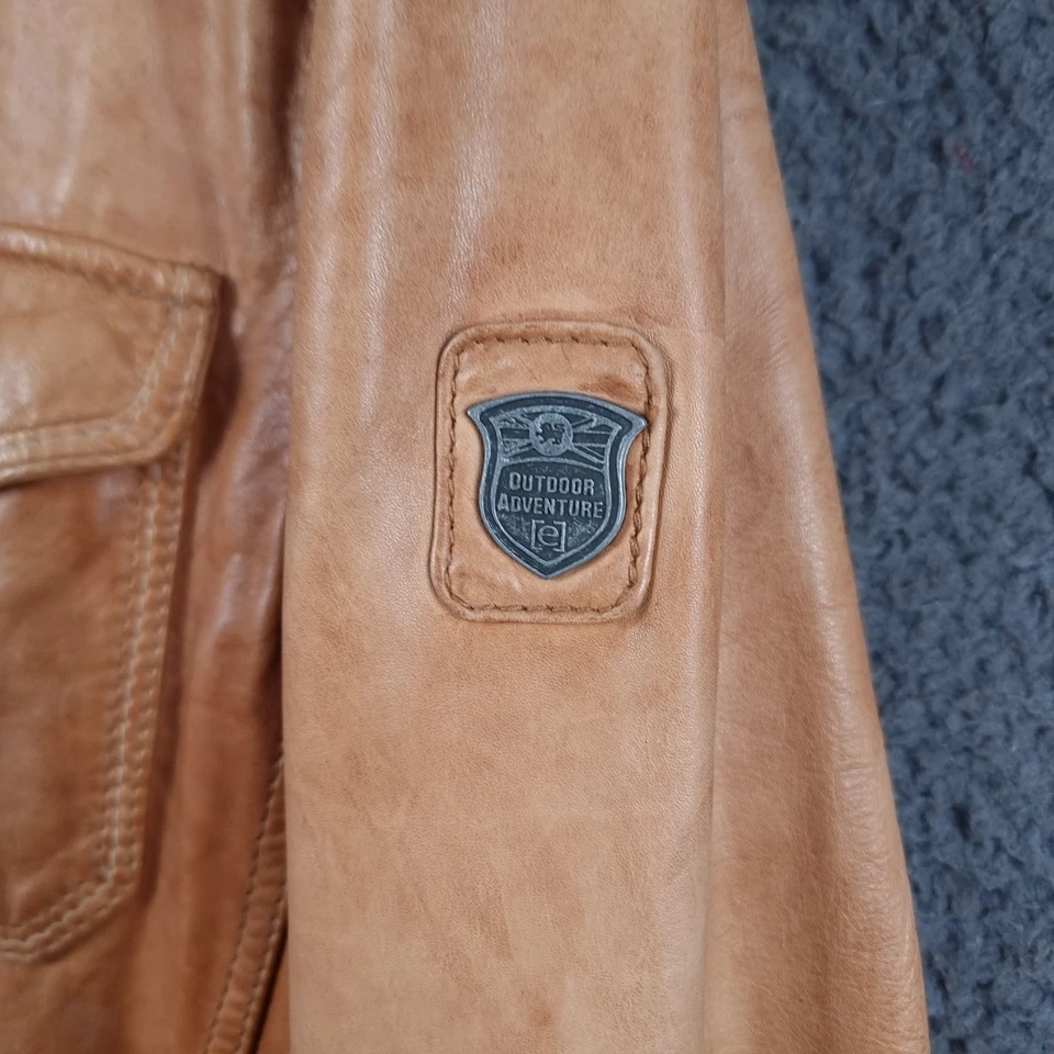ENGBERS Leather Jacket Mens L Large Tan Brown Lamb Nappa Lambskin Safari Hunting - Image 3 of 4