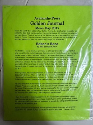 Avalanche Press Golden Journal Moon Day 2017 Belton s Bane Newsletter game.