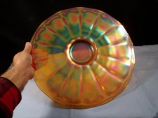 Imperial Marigold Carnival Glass Wide Panel Chop Plate Round Platter 14 3/4"