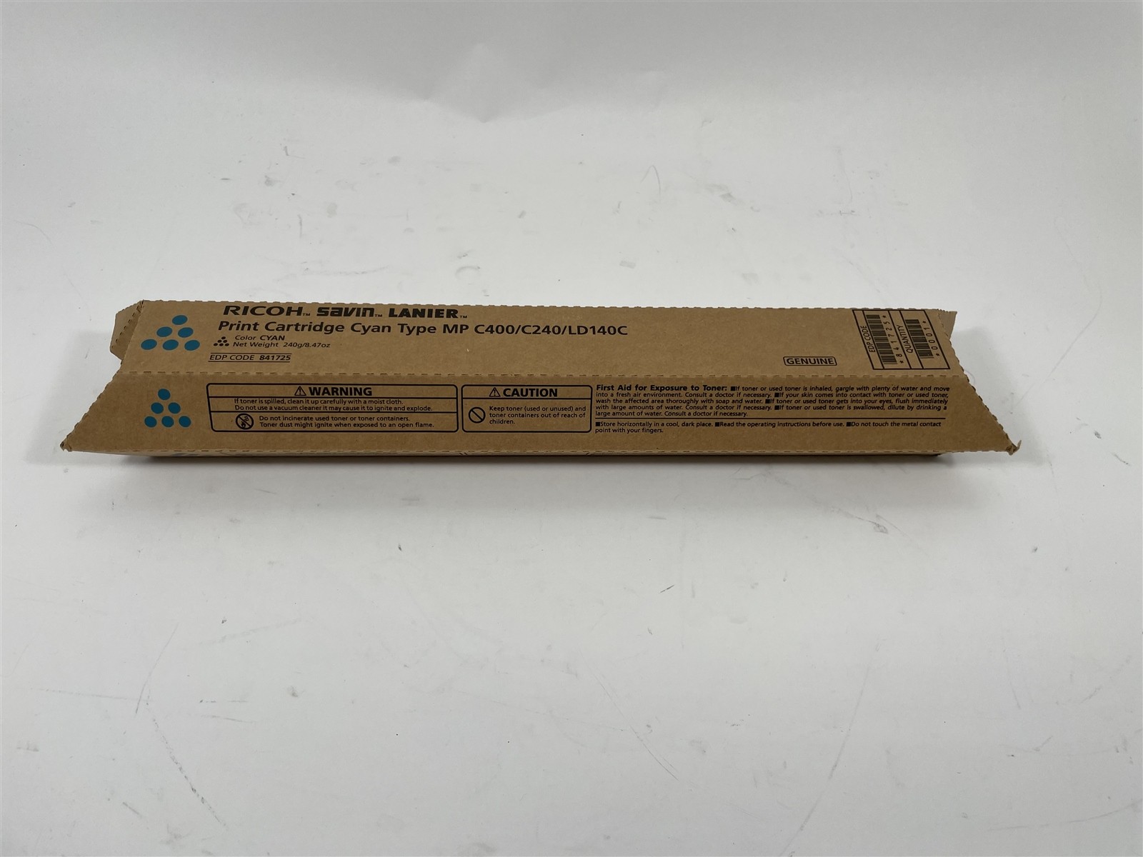 NEW Genuine Ricoh Savin Lanier Cyan 841725 Toner Cartridge For C400/C240/LD140C