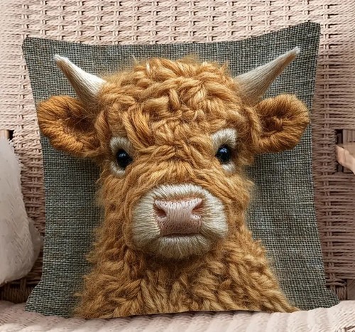 Superweicher Kissenbezug Highland Cow No 1 45 cm x 45 cm