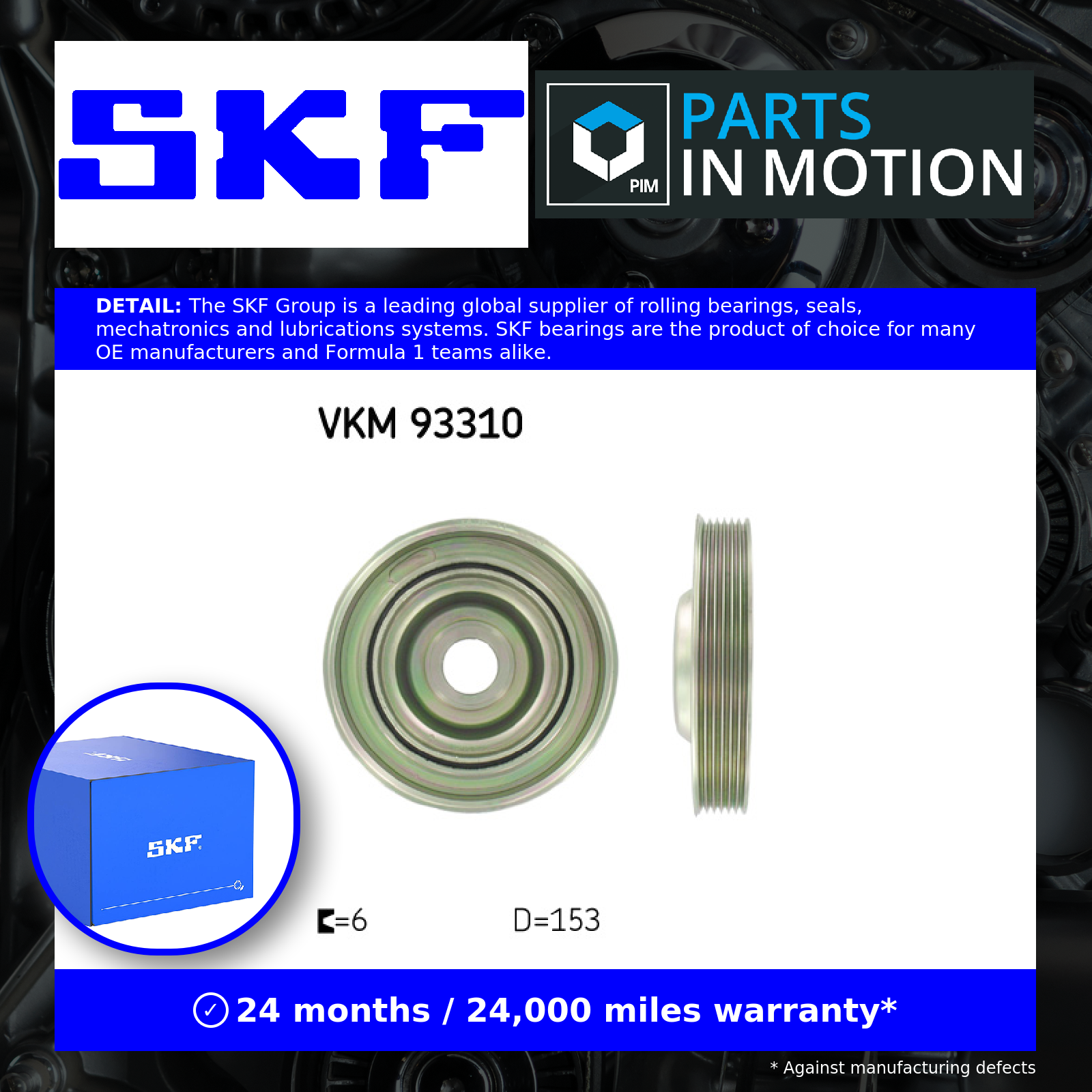 Crankshaft Pulley VKM 93310 SKF for CITROËN PEUGEOT FIAT FORD VOLVO TOYOTA DS - Image 5
