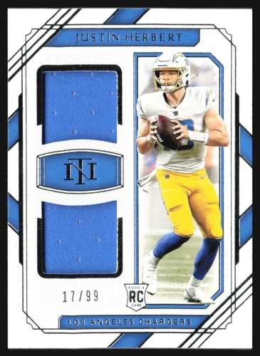 2020 National Treasures Dual Material 17/99 Justin Herbert Rookie #RDM-JH R6220J