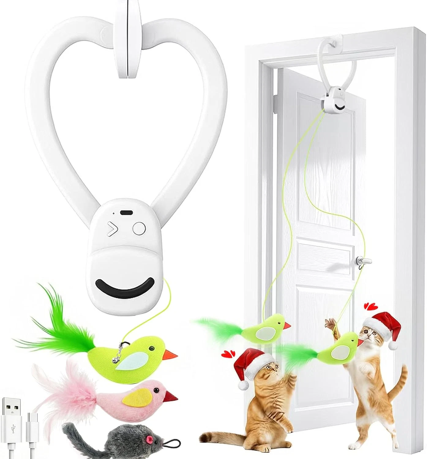 Interactive Cat Toys for Indoor Cats: Automatic Flying Bird Feather Wand Chase E